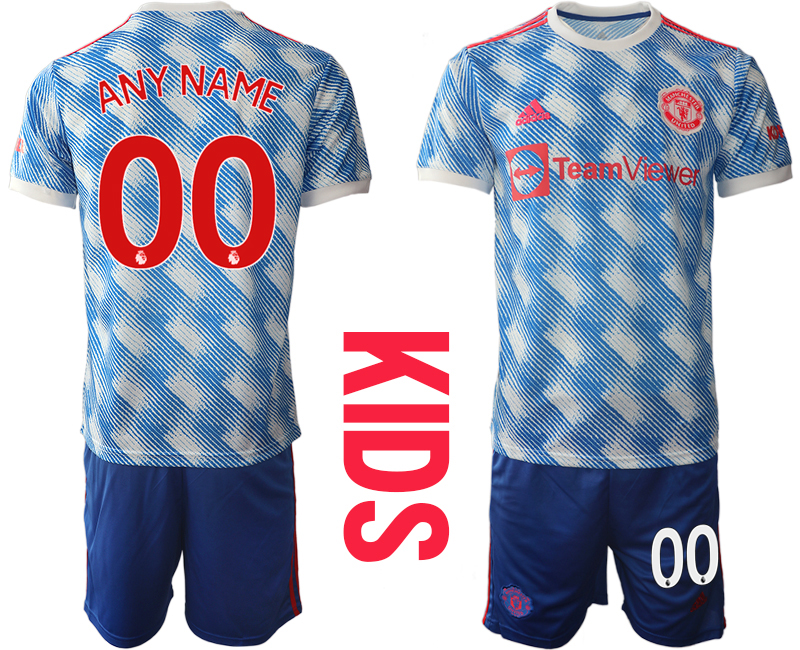 Youth 2021-2022 Club Manchester United away blue customized Soccer Jersey->customized soccer jersey->Custom Jersey